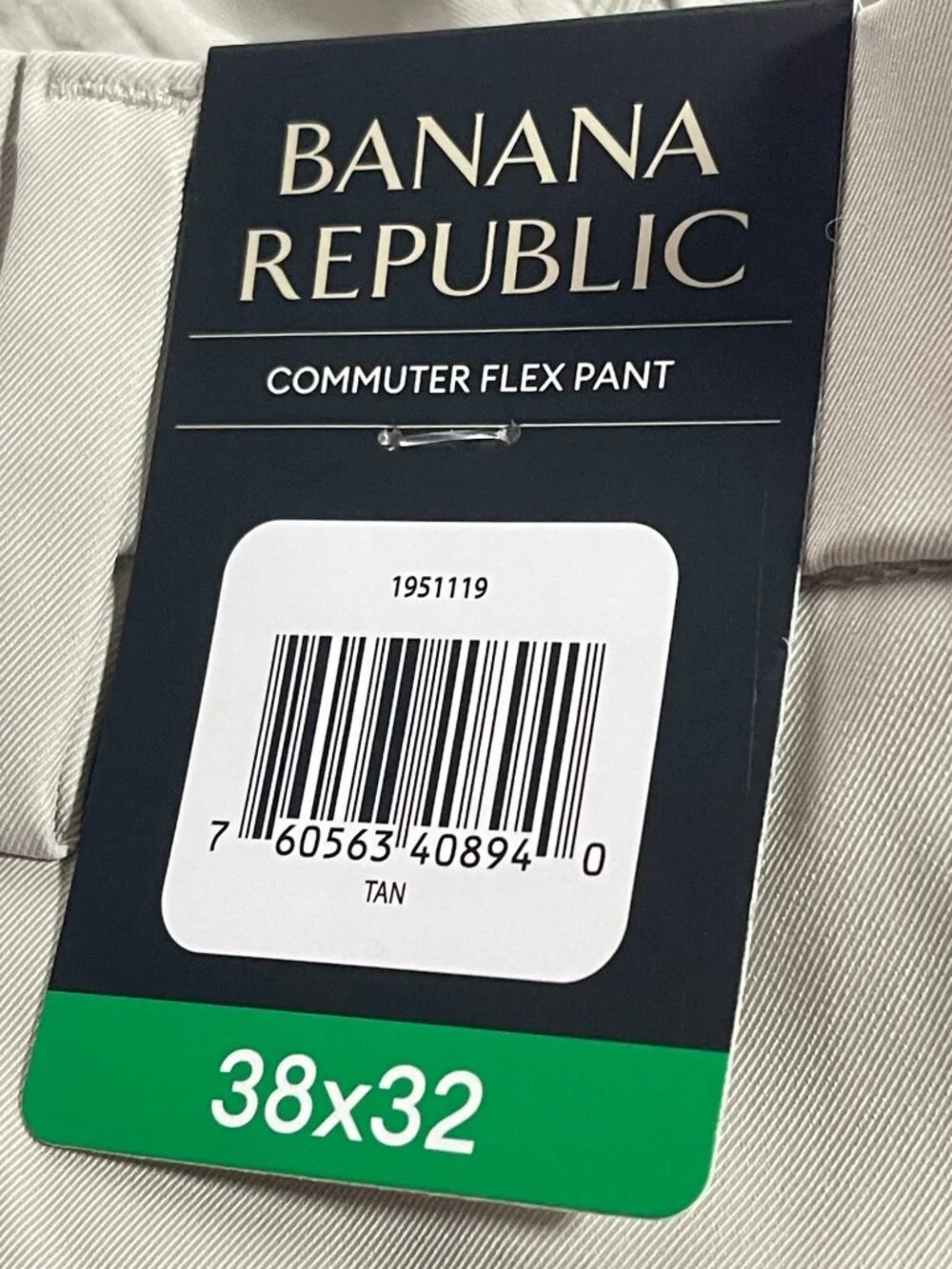 Banana Republic Mens Commuter Flex Pants 38x32 Tan Business Casual Academia